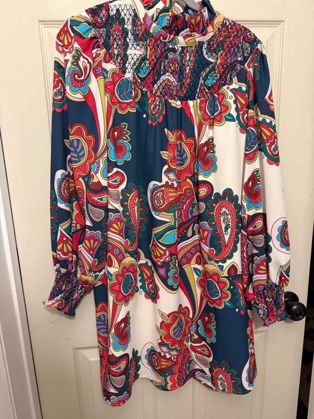 Crosby by Mollie Burch Paisley Dress in Teal, Red & Cream